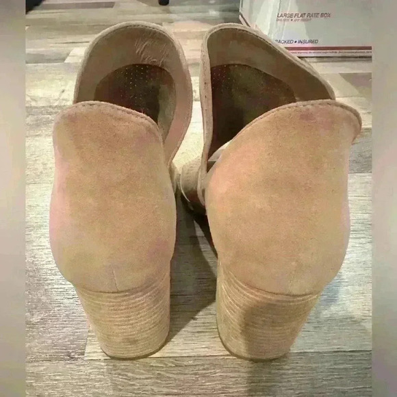 COLE HAAN Shiloh suede open toe block booties heels size - Picture 4 of 5